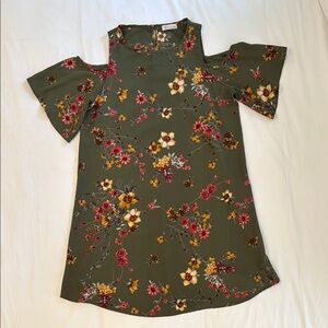 Floral Cold Shoulder Dress - Medium